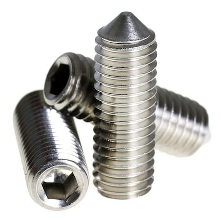 Socket Set Screw, Cone Point, 10-24 X 5/16, Stainless Steel, 18-8, Hex Socket Drive , 100PK